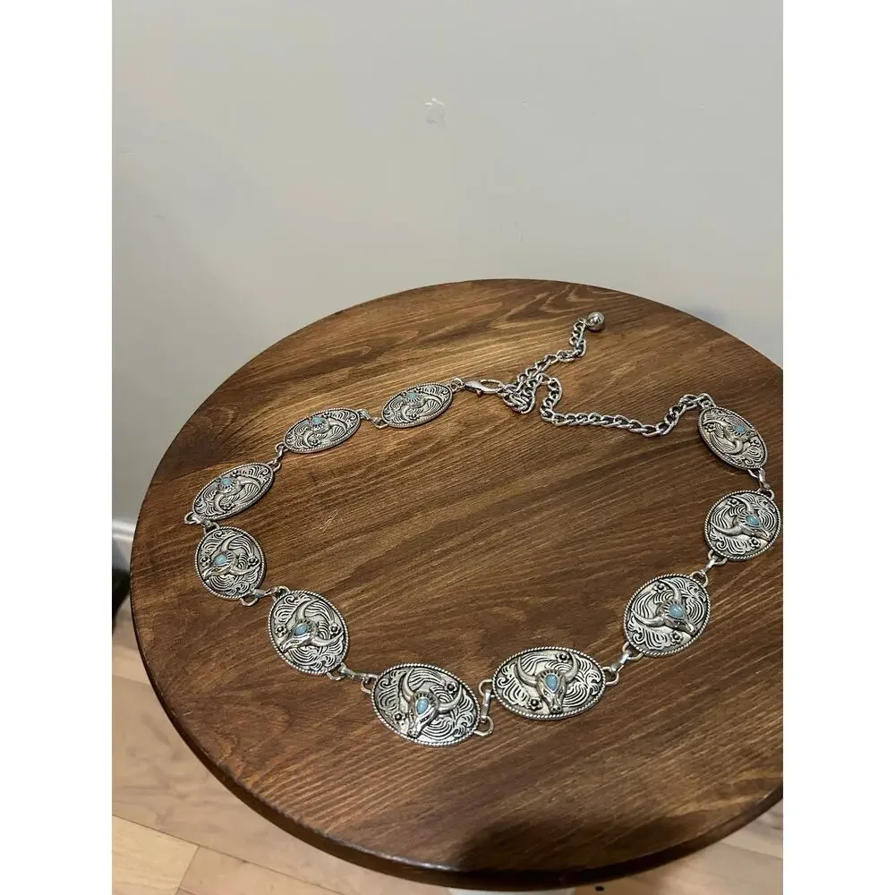 Longhorn Concho Chain Belt - Picture 1 of 4